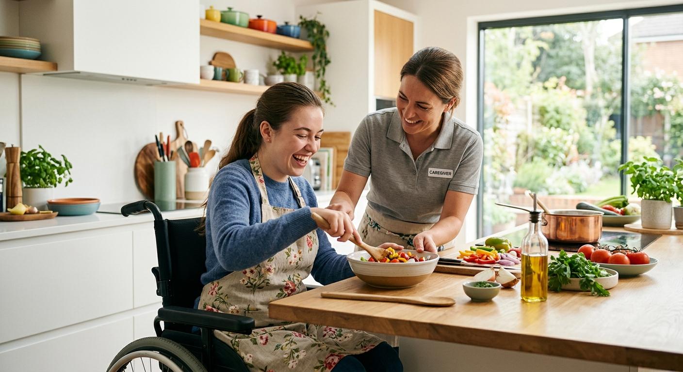 Caregiver helping NDIS participant